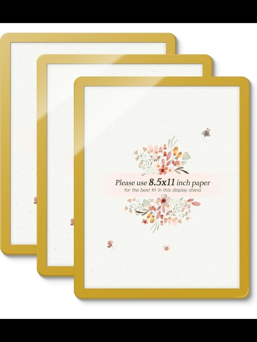 Acrylic 3 Pack Gold Wall Mounted Picture Frames | 8.5x11 | NEW WITH TAGS |